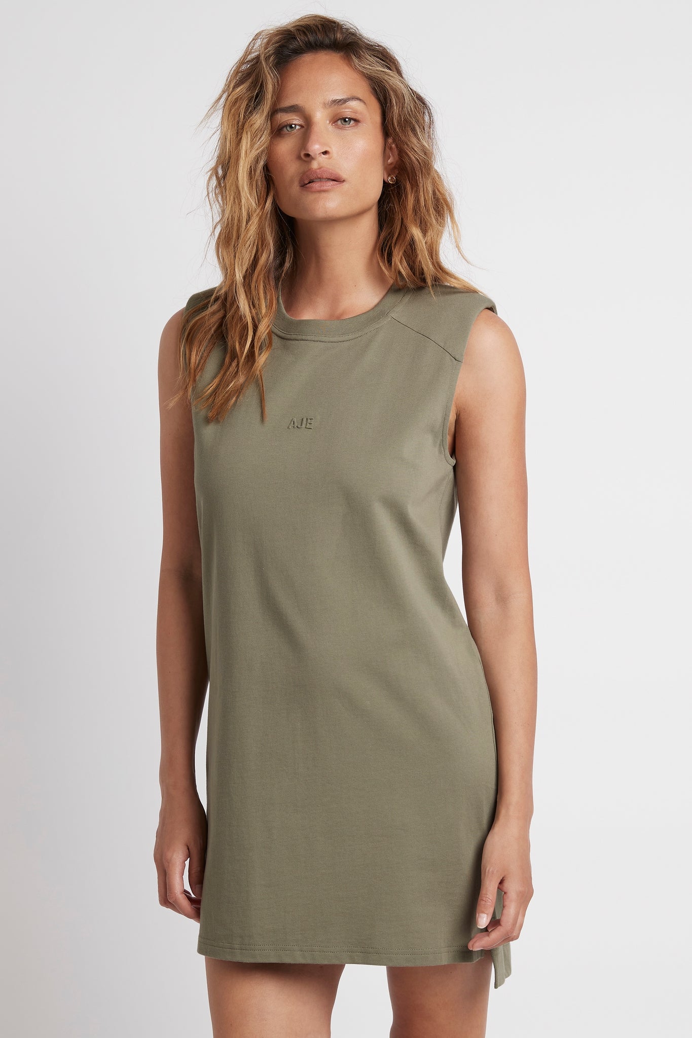 Castello Tank Tee Dress | Khaki Green ...